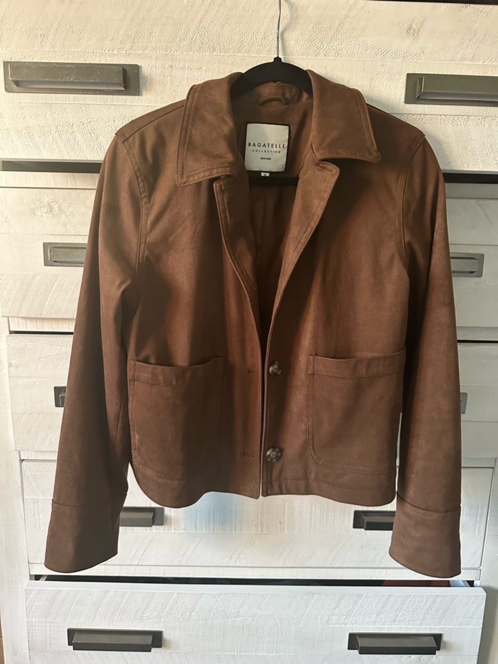 bagatelle Brown Suede Button-Front Jacket